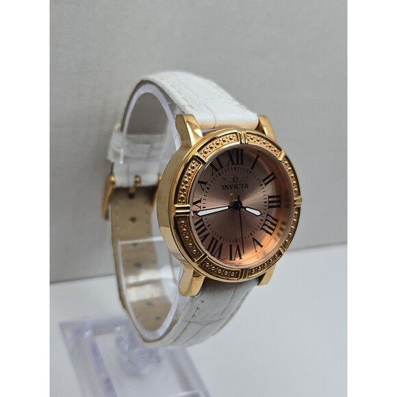 Invicta Wildflower Womens 33mm Rose Gold 50M WR White Leather Watch New Battery main image 6